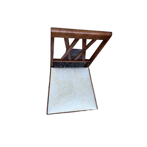 Vintage Leg-O-Matic Wood Folding Chair Vinyl White Seat RV, Camping, Any Room - Picture 11 of 11